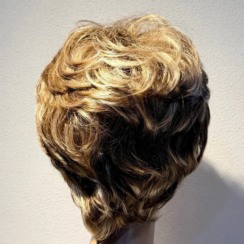 Jon Renau Wig Womens Brown Blonde Short Layered Pixie Shag Synthetic Fiber